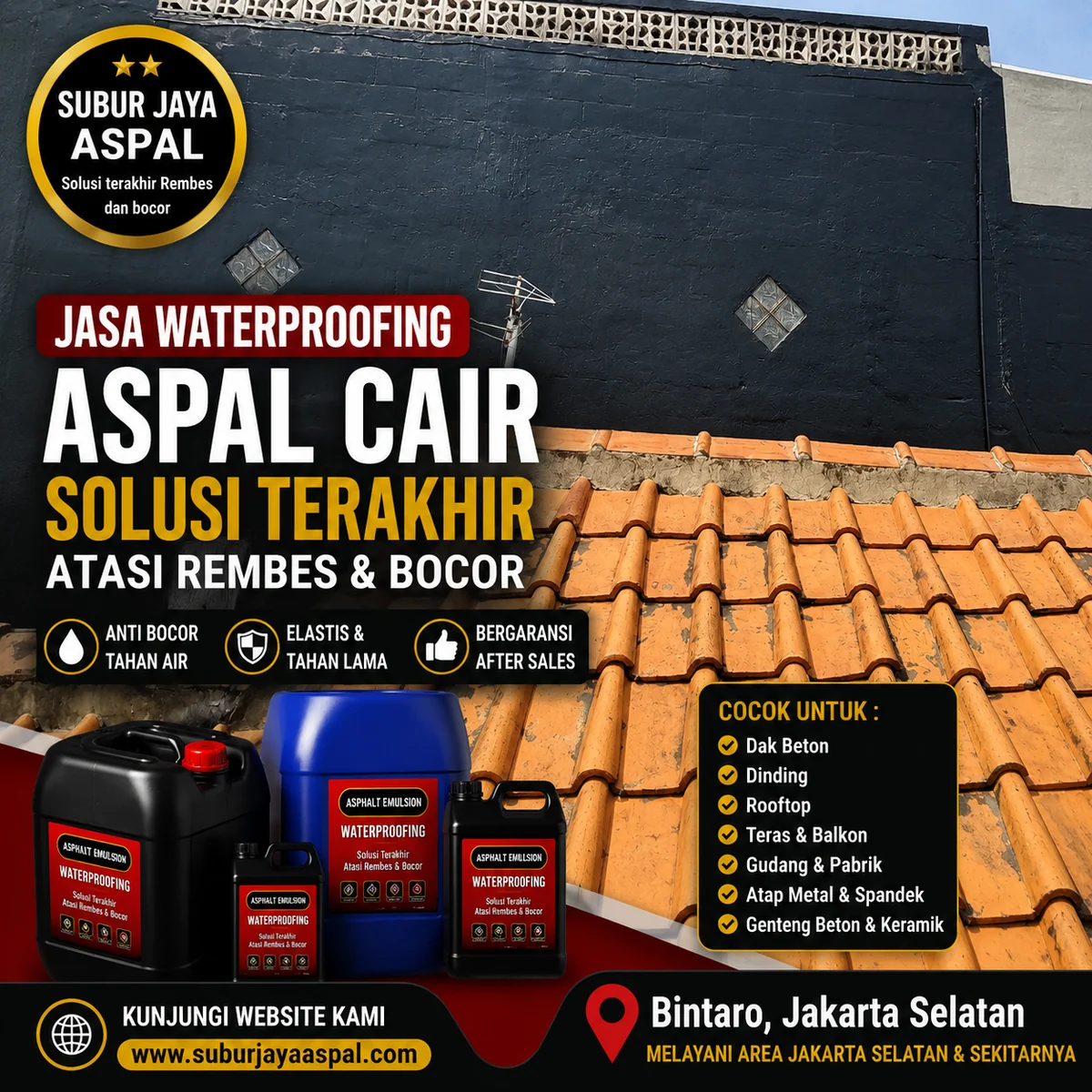 Hasil waterproofing dinding Bintaro Jakarta Selatan