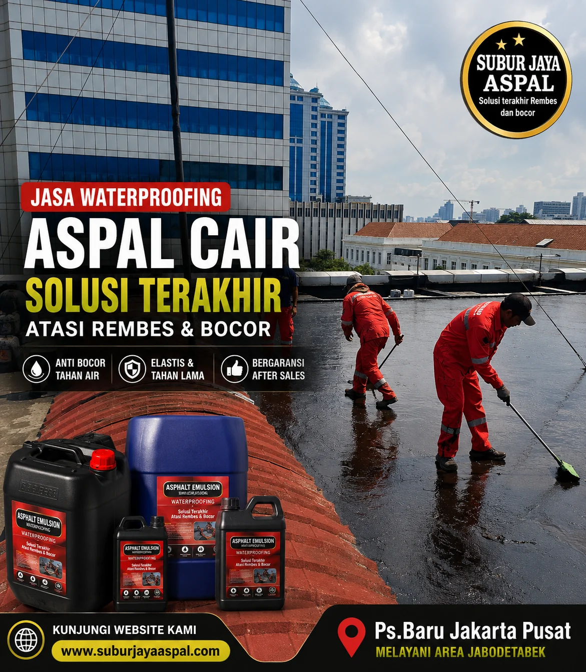 Jasa waterproofing aspal cair Pasar Baru Jakarta Pusat