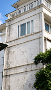 Kondisi dinding rumah di Pamulang sebelum waterproofing