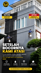 Before after waterproofing dinding rumah Pamulang